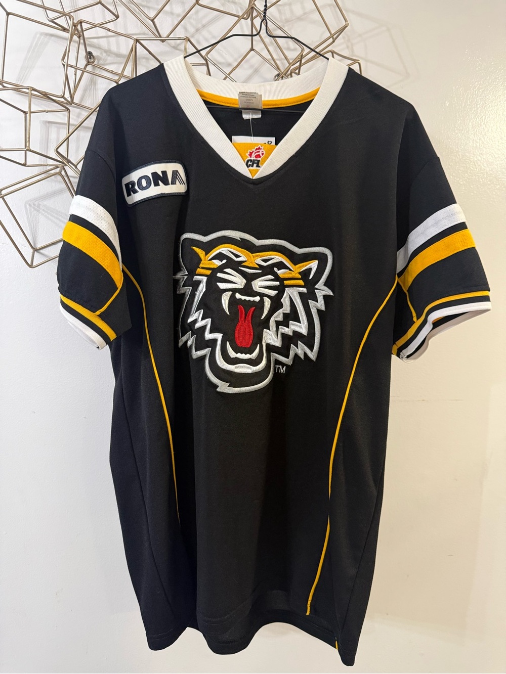 Men's Black Hamilton Tiger card Logo Short Sleeve Jersey -